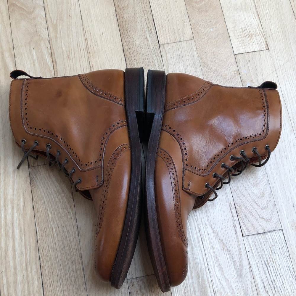 Allen Edmonds Tan Leather Wingtip Boots - Picture 4 of 6